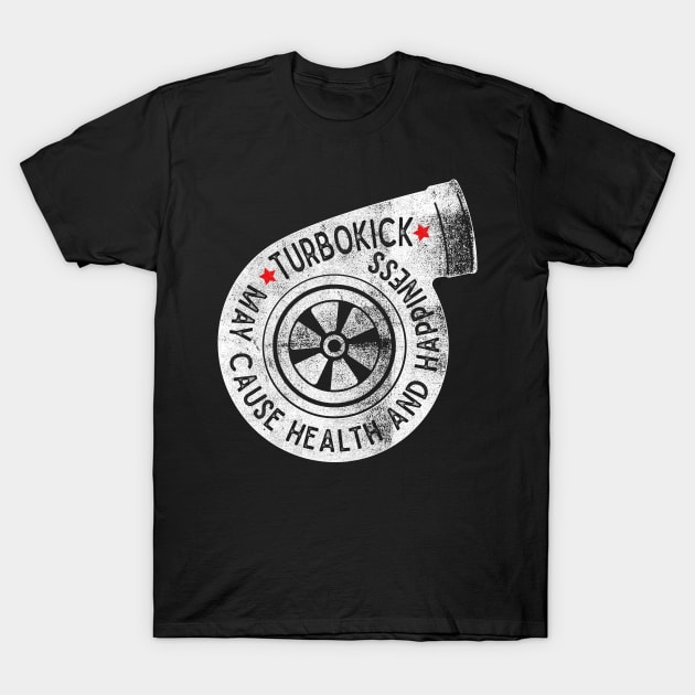 Turbokick Warning T-Shirt by cowyark rubbark